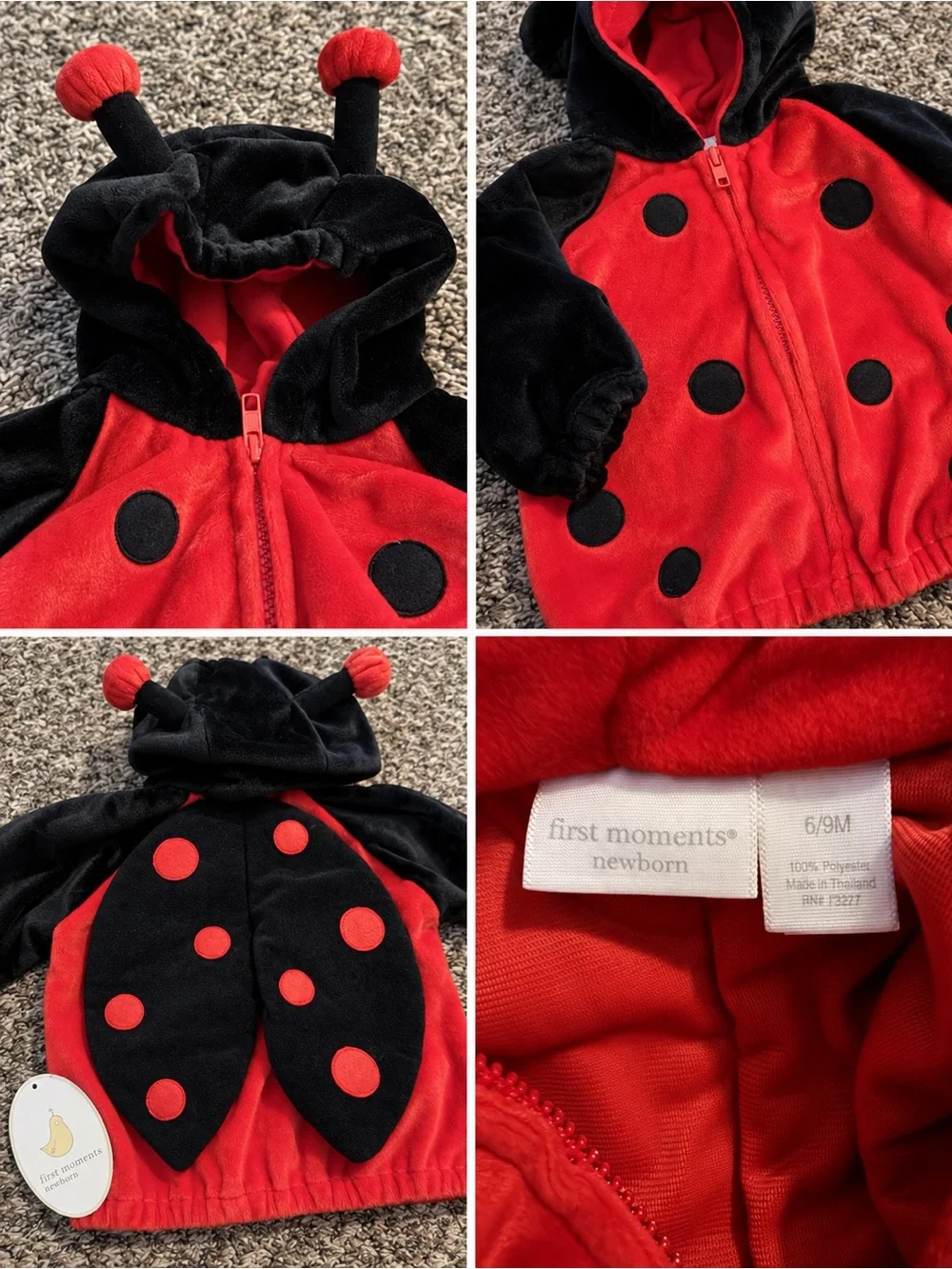 Baby Ladybug Hooded Costume Jacket - Red & Black